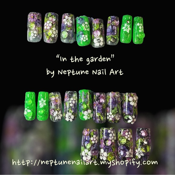 Press on nails - medium length, square - Picture 1 of 4